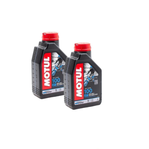 Huile de mélange Motul 100 2T 2L pour l'entretien de votre scooter ou de votre tronçonneuse