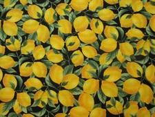 LEMONS REALISTIC LEMON TREE FRUIT FOOD COTTON FABRIC FQ