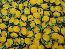 LEMONS REALISTIC LEMON TREE FRUIT FOOD COTTON FABRIC BTHY