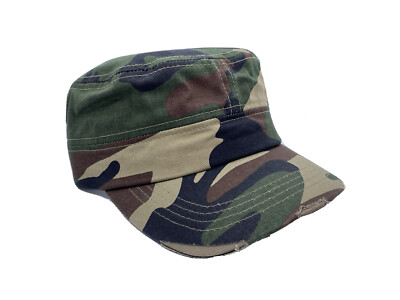 NEW GREEN DISTRESSED CAMO CADET AMERICA USA MILITARY DAD  display picture 2
