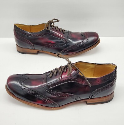 New Cobbler Bed Stu Distressed Red Leather Oxford Wingtip  display picture 2