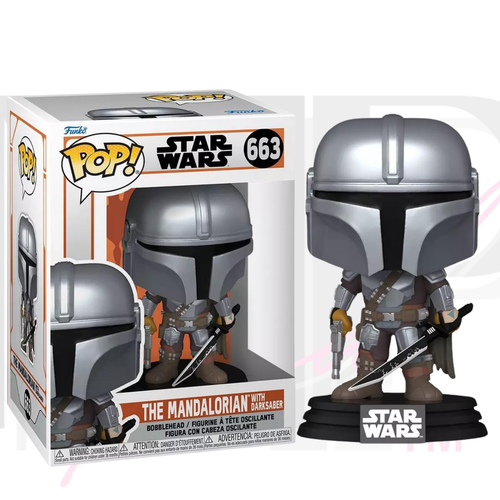 Star Wars Mandalorian Funko POP 663 The Mandalorian with Darksaber PROTECTOR - Picture 3 of 12