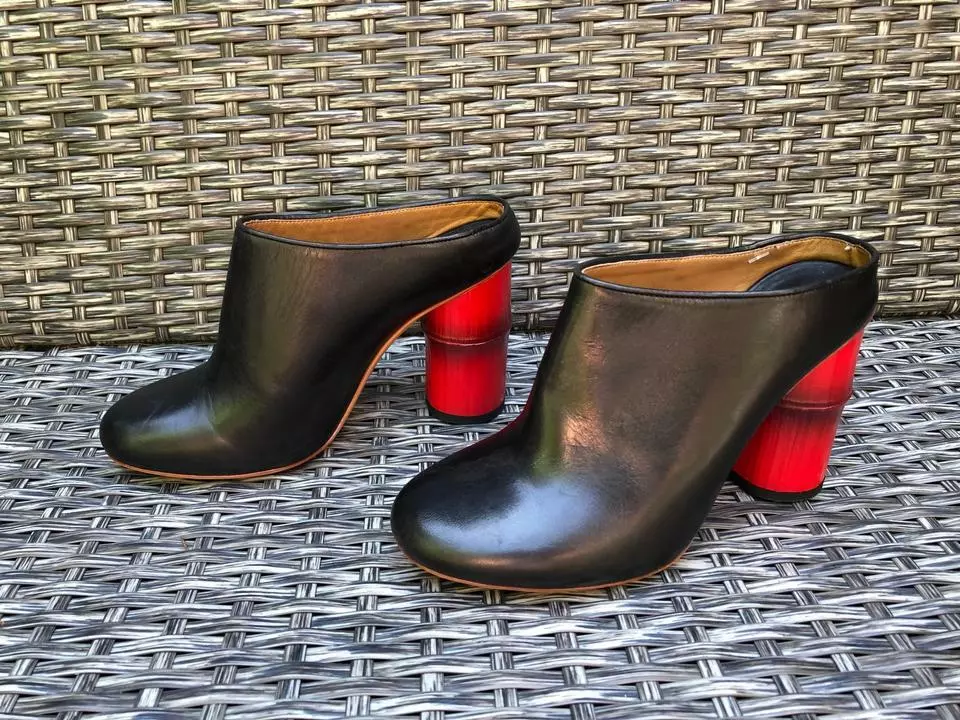 Acne leather shop slide sandals