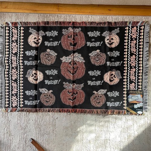Vintage 90s Halloween Rug Runner Tapestry trick or treat JOLs Ghosts