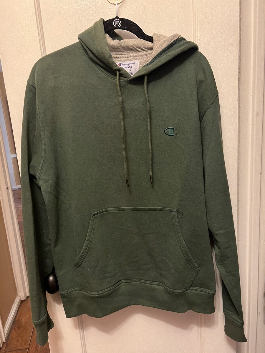 champion hoodie mens size M green fleece pullover sweatshirt