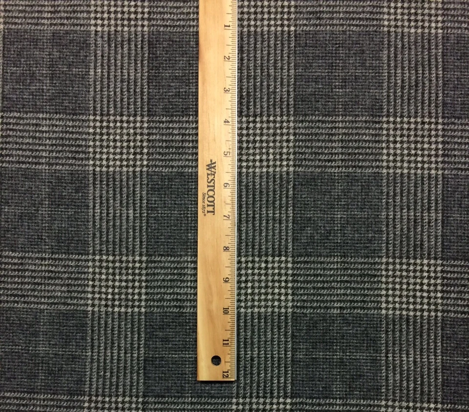 BALLARD DESIGNS GLENN CHARCOAL PLAID HOUNDSTOOTH WOOL FABRIC BY THE YARD 54"W - Image 3 of 4