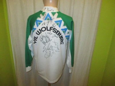 VfL Wolfsburg Reusch long sleeve home shirt 1994/95 ''VW'' + signed size S-M TOP