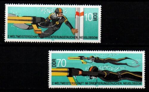 Germany DDR 1985 Sc# 2490-2491 Mint MNH dive snorkel sport buoy sea water stamps - Bild 1 von 1