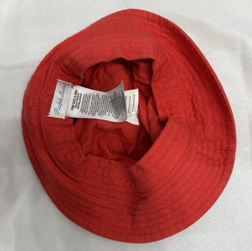 POLO Ralph Lauren Baby Size 3-9 Months Red Bucket Hat Bear Logo Sun Protection - Picture 4 of 9