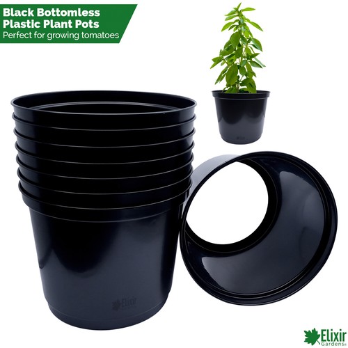 Black Plastic Bottomless Plant Pots Deep Rooting Tomato & Flower Culture Rings eBay