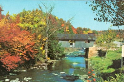 Covered Bridge Vermont Johnson VT Fall Colors UNP Vintage Postcard