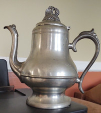 Scarce Antique Pewter Teapot Coffee Pot Morey & Smith , Pre Civil War Boston