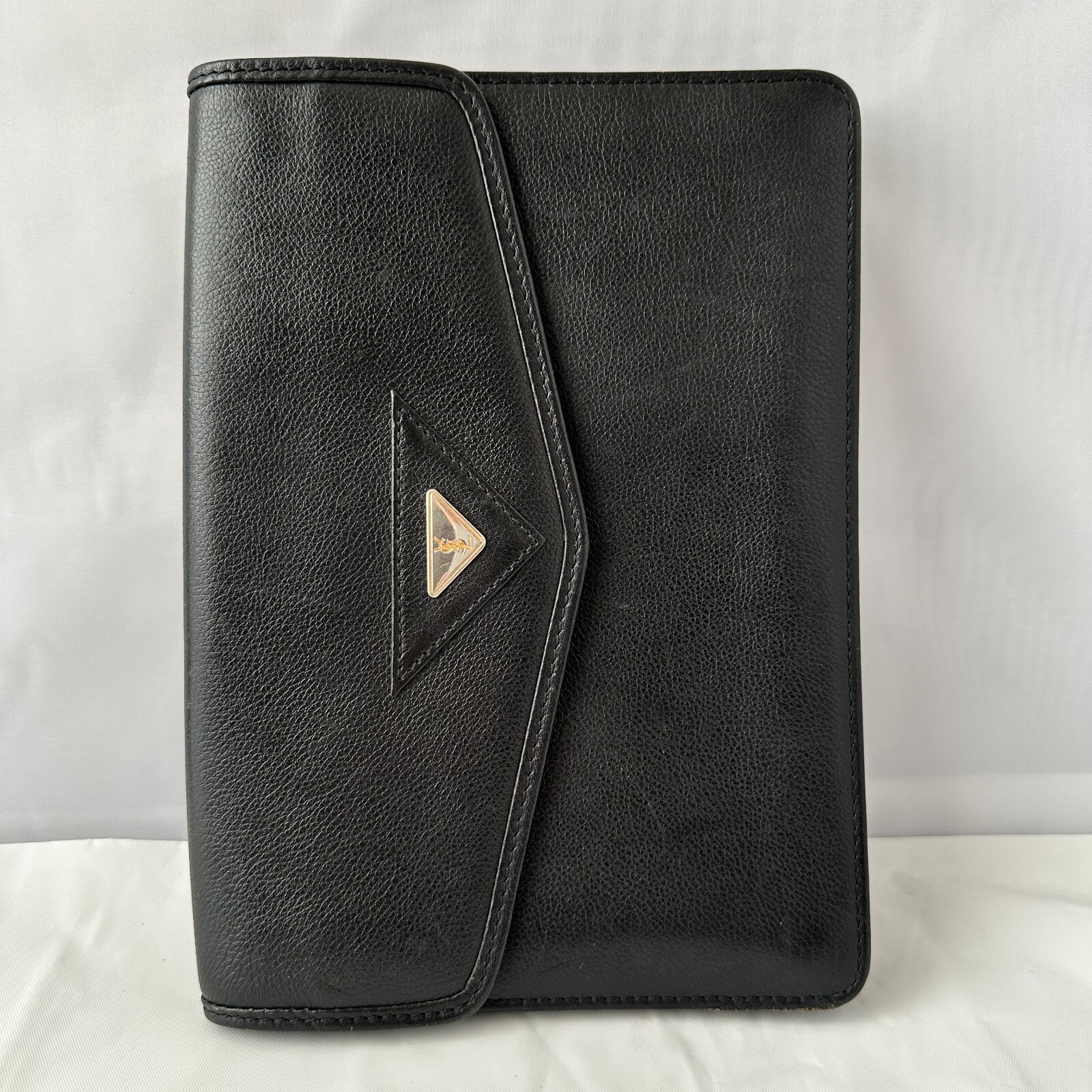 Pochette Yves Saint Laurent nera oro pelle logo YSL Cassandra autentica!!