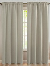jinchan Room Darkening Curtains Linen Textured 2 Panels 84 Inch Heathered Beige