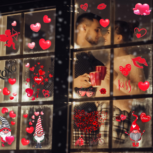 9 Sheet Valentines Day Decor Window Clings, Valentines Day Decorations Supplies. - Picture 6 of 12