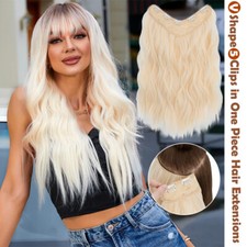 US V-Shape One Piece 5 Clip In Hair Extensions 3/4 Full Head Real As Human Wavy