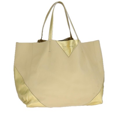 CELINE Tote Bag Leather Yellow Auth 109824