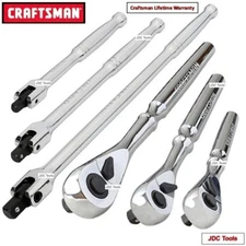 CRAFTSMAN 3 pc Flex Arm Breaker Bar Set + 3 pc 45T Ratchet Set - 1/4 3/8 1/2 