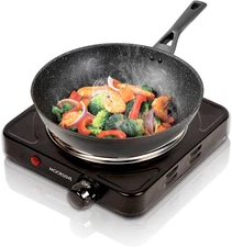 Countertop Single Cast Iron Burner 1000 Watts Electric Hot Plate with Adjustable
