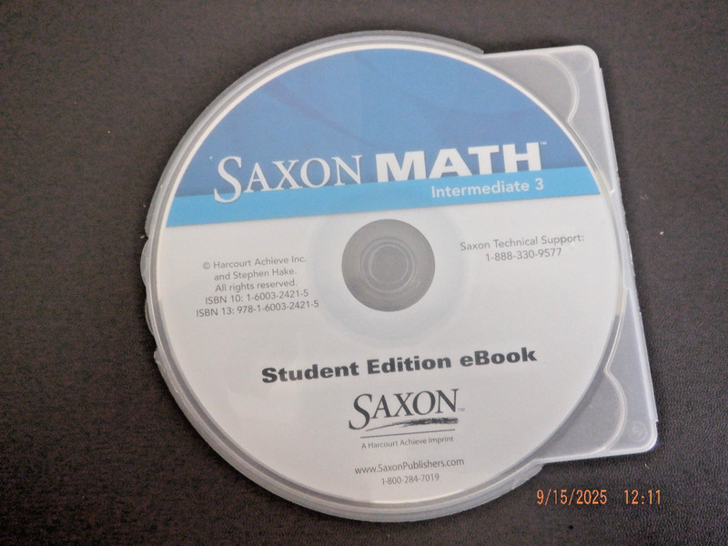 SAXON MATH INTERMEDIATE 3 STUDENT EDITION eBOOK CD