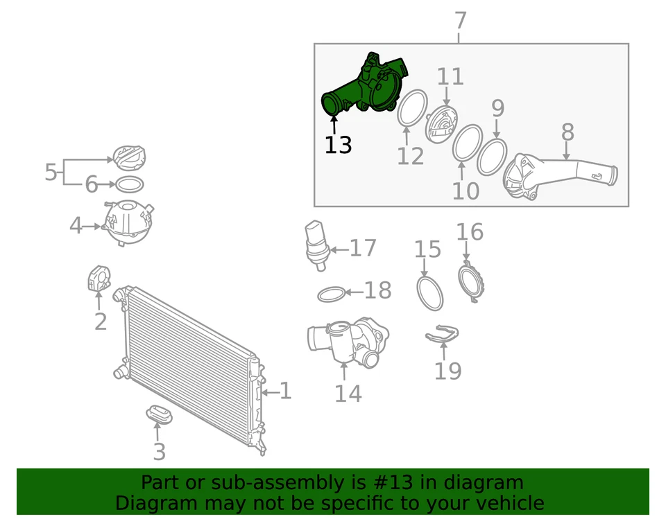 Carcaça de termostato Volkswagen genuína 07K-121-117-C - Imagem 2 de 2