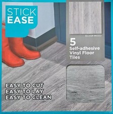 5 STICK EASE SILVER WOOD STYLE SELF-ADHESIVE VINYL FLOOR TILES 305x305mm