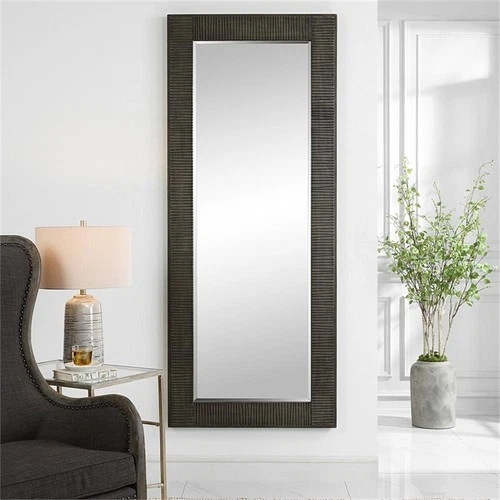 Uttermost Figaro Farmhouse MDF and Pine Wood Oversized Mirror in Gray - Picture 1 of 9