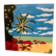 Palm Tree Beach 8x8 in. Decorative Ceramic Wall Tile Beach Themed Backsplash New