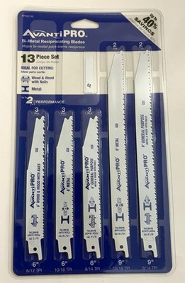 Avanti Pro PS0013S 13-Piece Bi-Metal Reciprocating Saw Blade Set Metal Wood