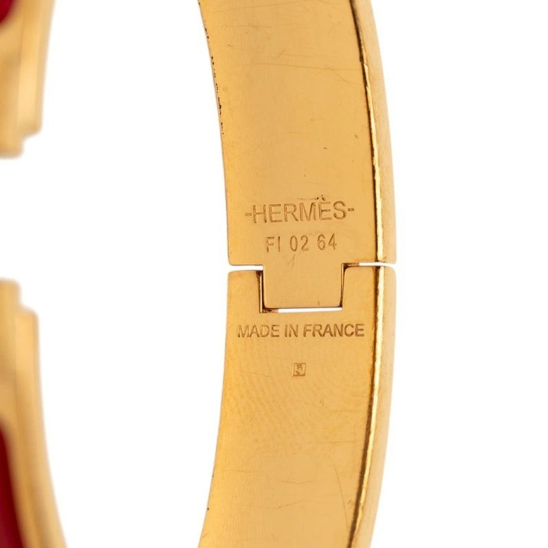 Hermès Click H PM Bracelet Gold and Red Plated Women's Accessories Used thumbnail 14