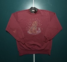 Vintage 90s Cocker Spaniel Dog Crewneck Sweatshirt Women s Large Snow Faded USA