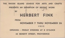 1952 RHODE ISLAND LEAGUE ARTS CRAFTS HERBERT FINK EXHIBIT PROVIDENCE RI