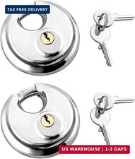 QWORK Disc Locks, 2 Pack Heavy Duty Steel Keyed Different Padlock Disc Storage L