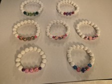 Handmade White Volcanic Lava stone and Beads Bracelet