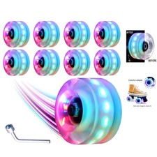 Light Up Roller Skate Wheels 8 Pack with ABEC-9 Bearings, 58mm Colorful Shine