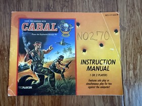 Cabal Nintendo NES &bull; Milton Bradley &bull; Authentic Cart Manual & Dust Sleeve