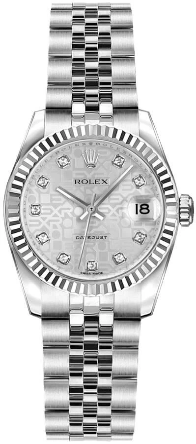 Rolex Lady-Datejust 26mm 179174 Silver Jubilee Diamond Dial Women's Steel Watch