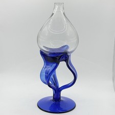 Studio Art Glass Oil Burner 8  Lamp Blue Jellyfish/Octopus Design Polish Krosno
