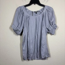 Express Womens XS Silver Gray Blouse Blouson Sleeves Career Casual Flowy