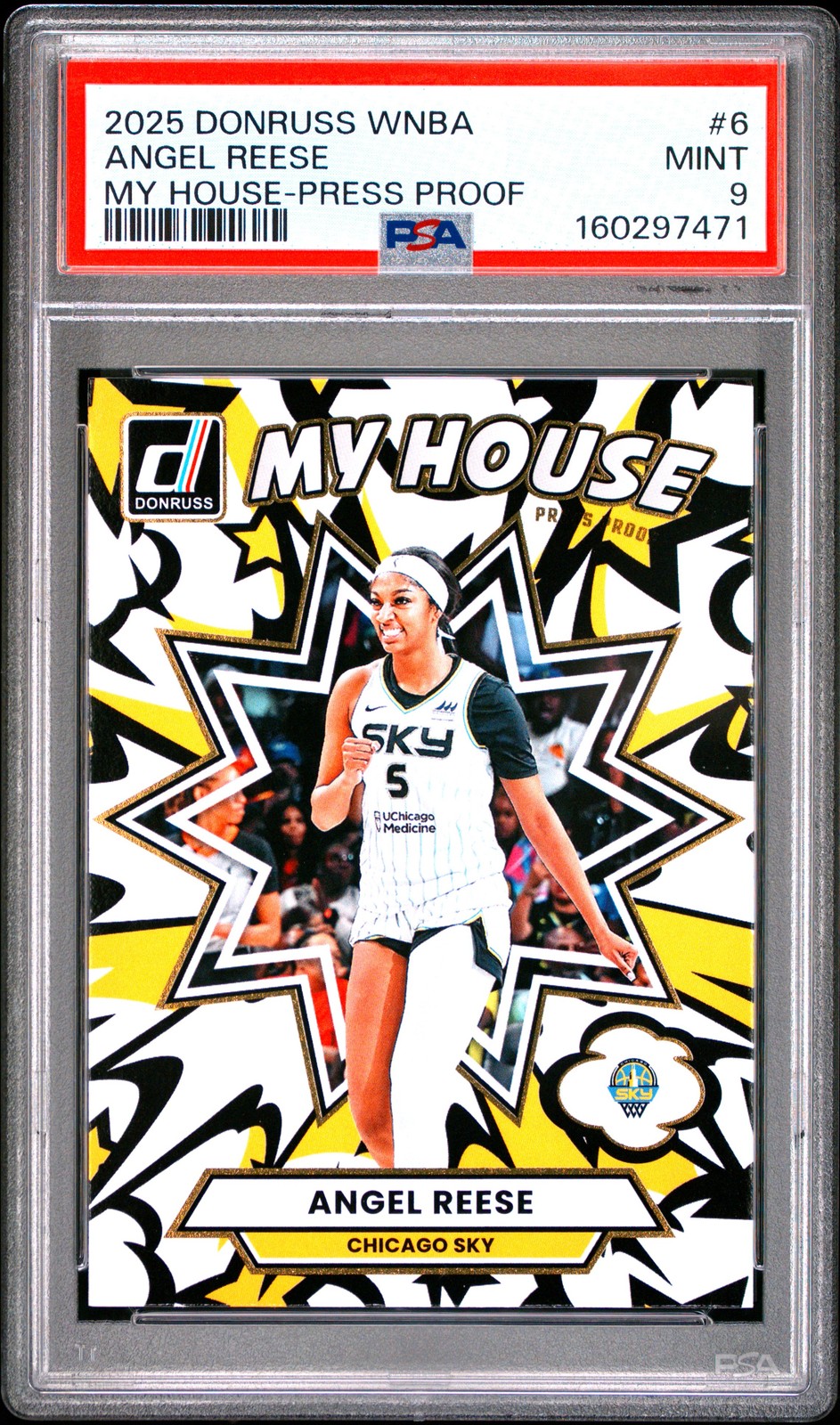 2025 PANINI DONRUSS WNBA MY HOUSE PRESS PROOF #6 ANGEL REESE PSA 9 view 1