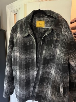 Dime Men s Gray and Black Flannel Wave Zip Up Jacket