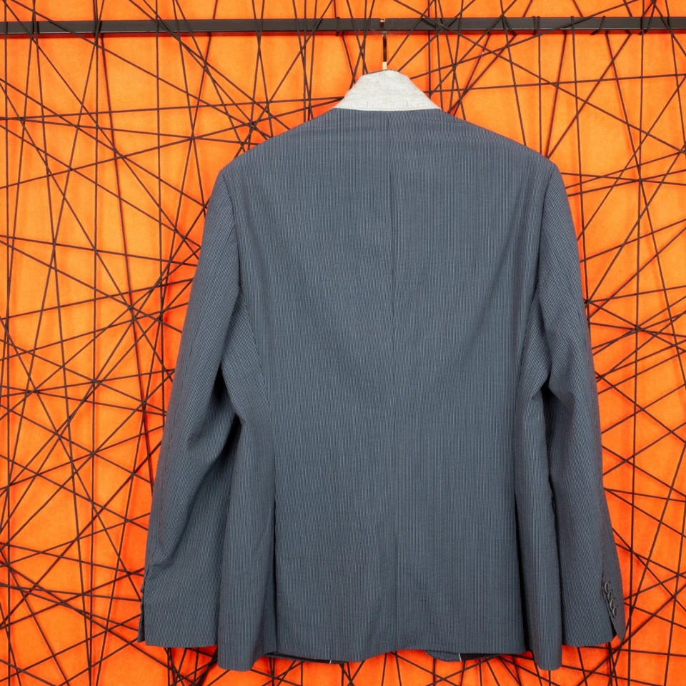 HUGO BOSS Mens Gray Striped Classic Blazer Size 42R / 52 The CRWLEY1 Two Buttons - Image 2 of 4