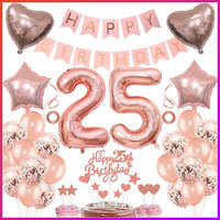 Deko 25. Geburtstag Frau Rosegold - Tortendeko, Ballon, Geschenk