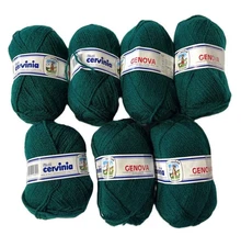 7 Skeins Filati Cervinia Genova Green Yarn Italy 1611 Great for Eagles!