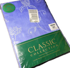 Pair Blue Amelia Plain Curtains 46x54" Classic Collection Unlined Sealed