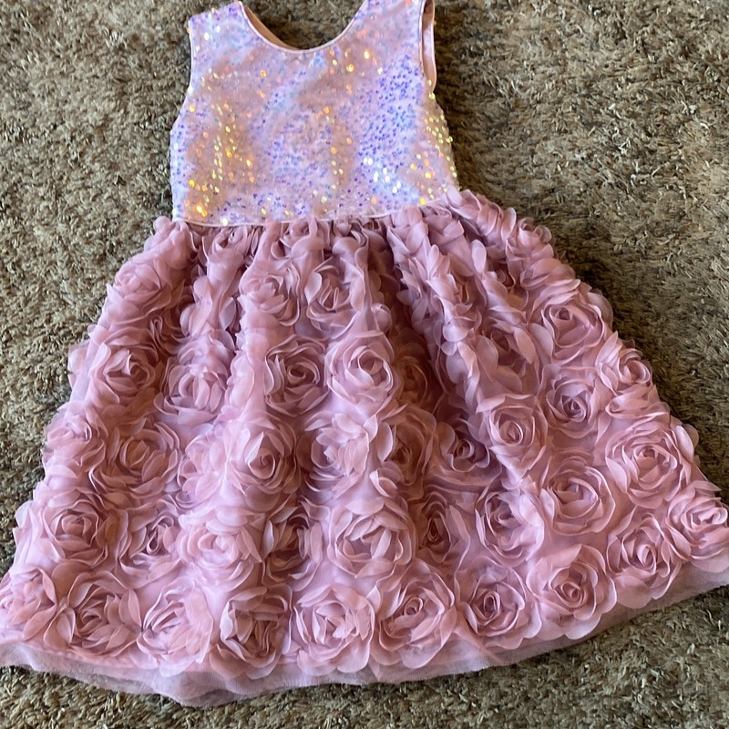 Kensie Girl Pink Floral Tulle Sequin Bow Fit & Flare Dress, 8 Party Formal