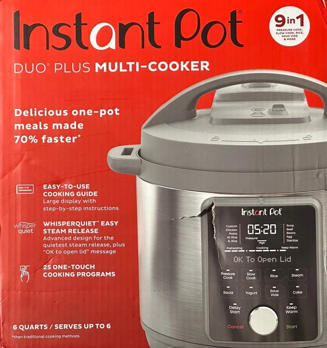 Instant Pot Duo Plus 6-Quart Whisper Quiet 9-in-1 Electric P