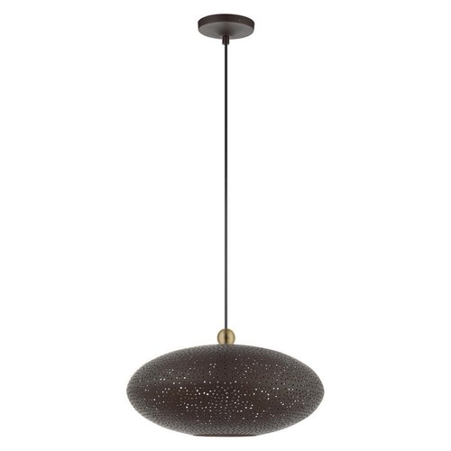 Livex Lighting Dublin 1 Light Bronze with Antique Brass Accents Pendant - Picture 5 of 10