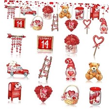 Valentines Wooden Hanging Ornaments Romantic Heart Rose Hanging Decorations