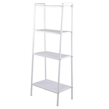 Ivory White 4 Tier Widen Iron Bookshelf Heavy Duty Storage Rack Easy Assembly
